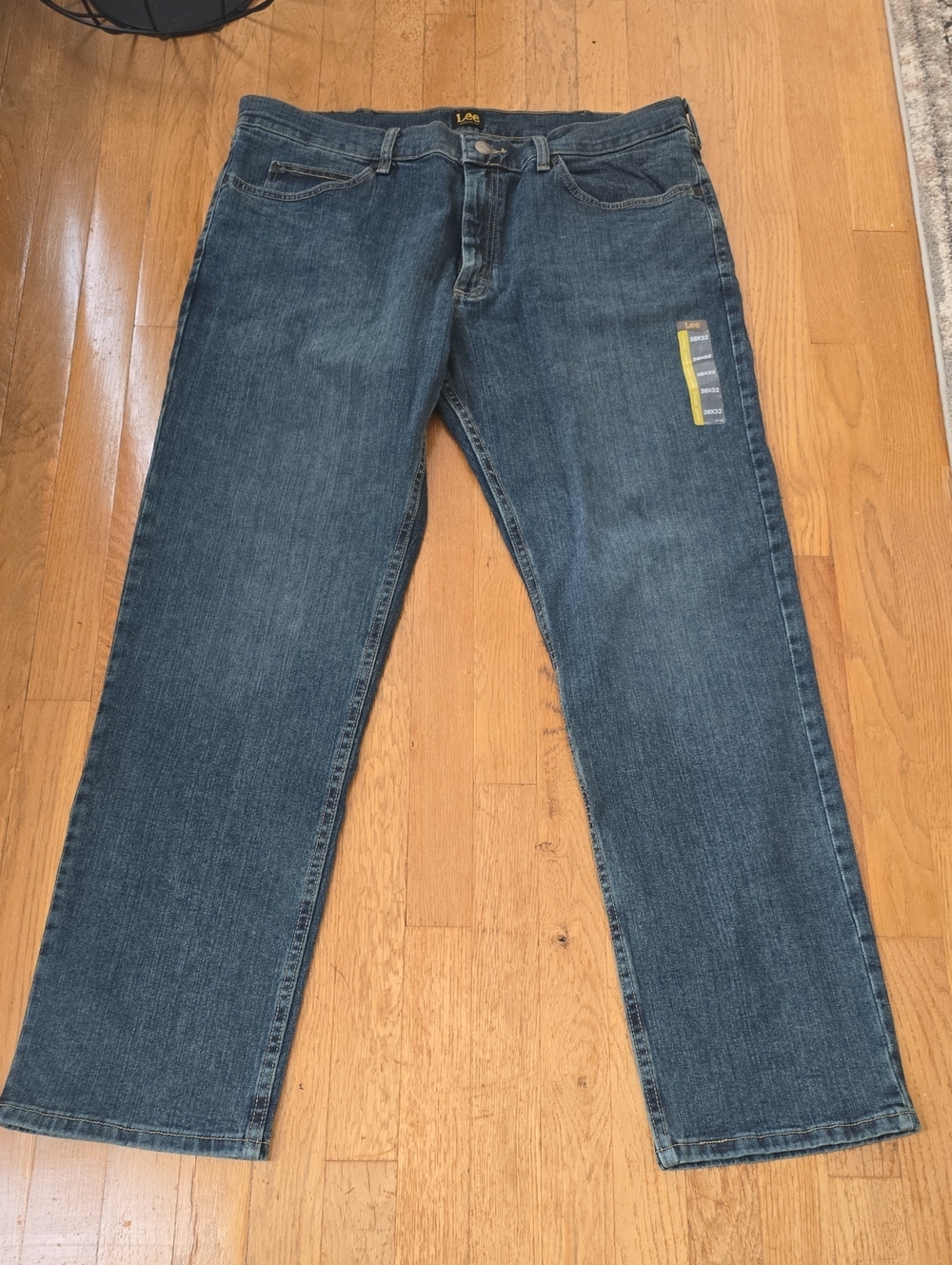LEE BRAND MEN'S BLUE REGULAR FIT STRAIGHT LEG JEANS SIZE 38x32